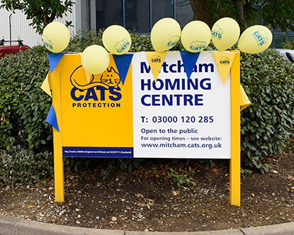 Mitcham Homing Centre sign with balloons