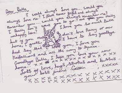 Caitlin's touching letter to her cat Bella